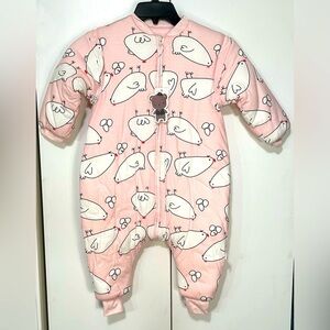 Happy Cherry Toddler Girl Chicken Split Leg Warm Quilted Sleeping Bag Onesie NWT